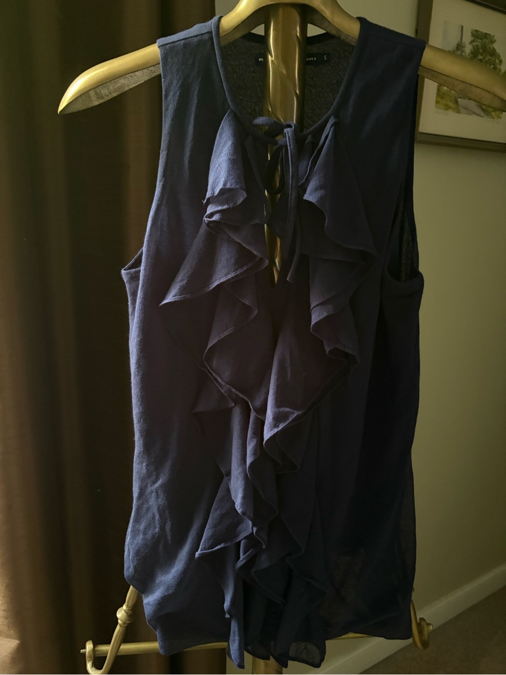 Ralph Lauren Navy Ruffle Tie-Neck Sleeveless Camisole
